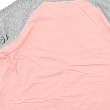 Jack Wills Womens Pink Colourblock Polyester Basic T-Shirt Size 8 Round Neck