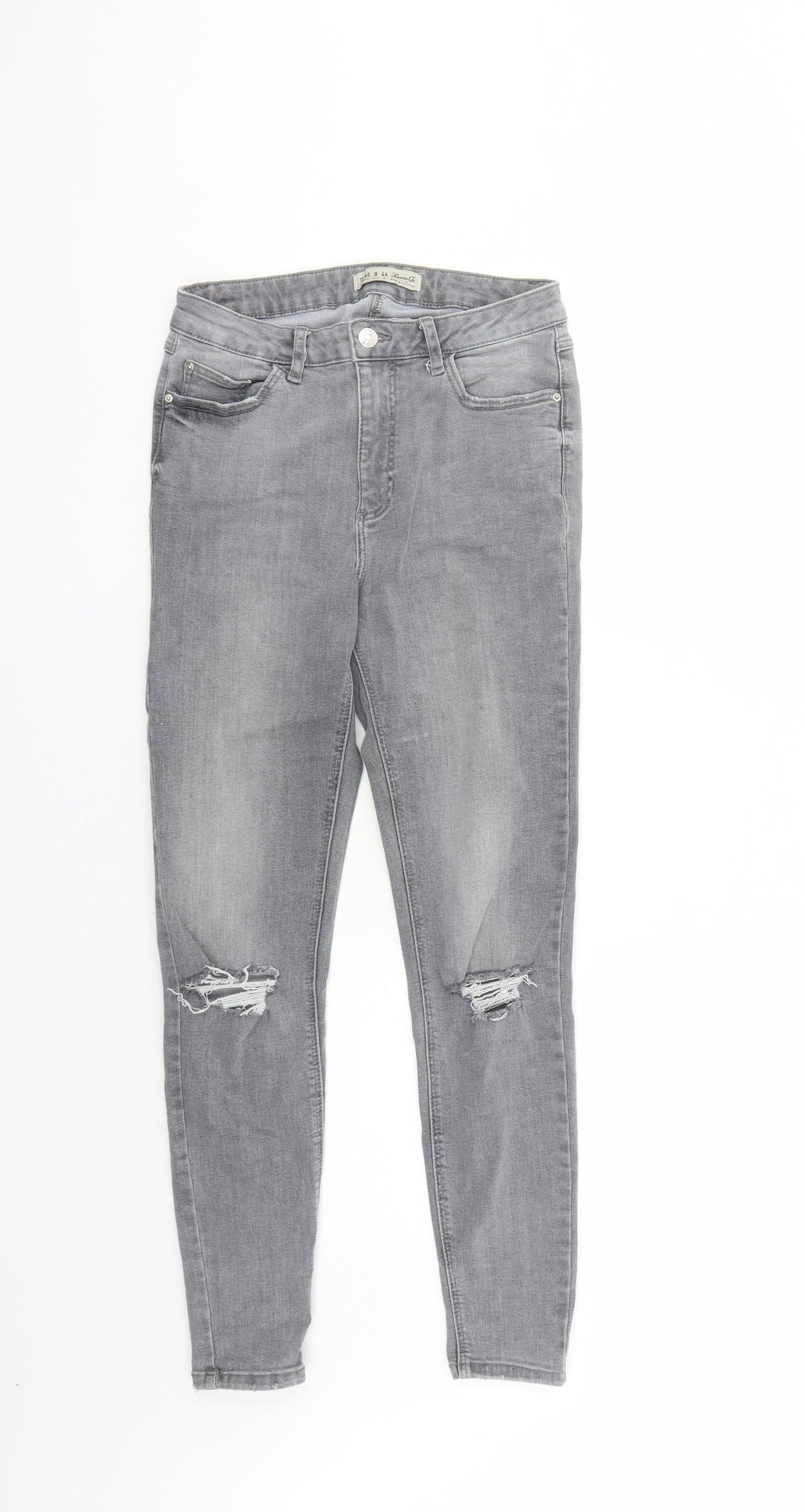 Denim & Co. Womens Grey Cotton Skinny Jeans Size 12 L27 in Regular Zip