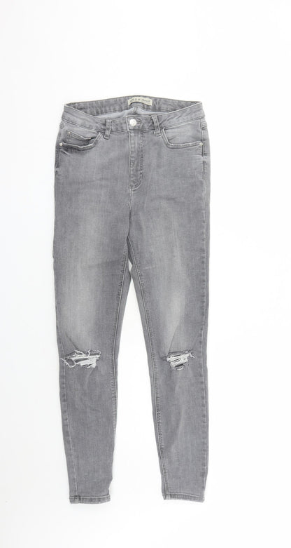 Denim & Co. Womens Grey Cotton Skinny Jeans Size 12 L27 in Regular Zip