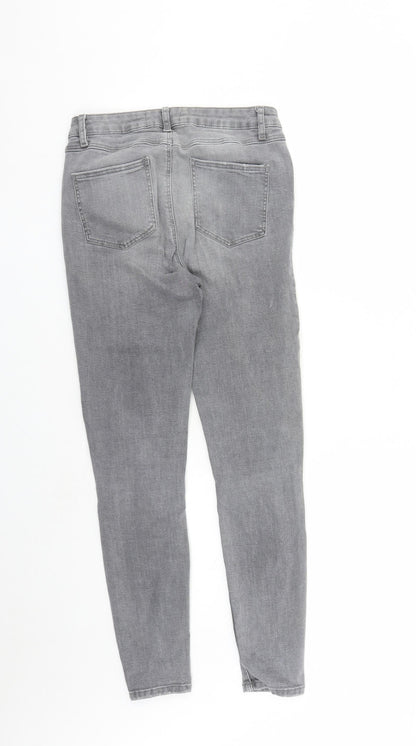 Denim & Co. Womens Grey Cotton Skinny Jeans Size 12 L27 in Regular Zip