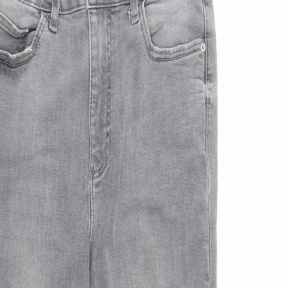 Denim & Co. Womens Grey Cotton Skinny Jeans Size 12 L27 in Regular Zip