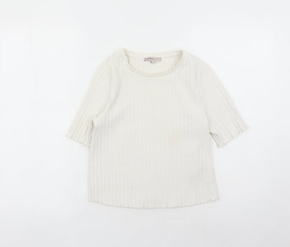 Womens UK Size 14 Limited Edition Ivory Basic T-Shirt