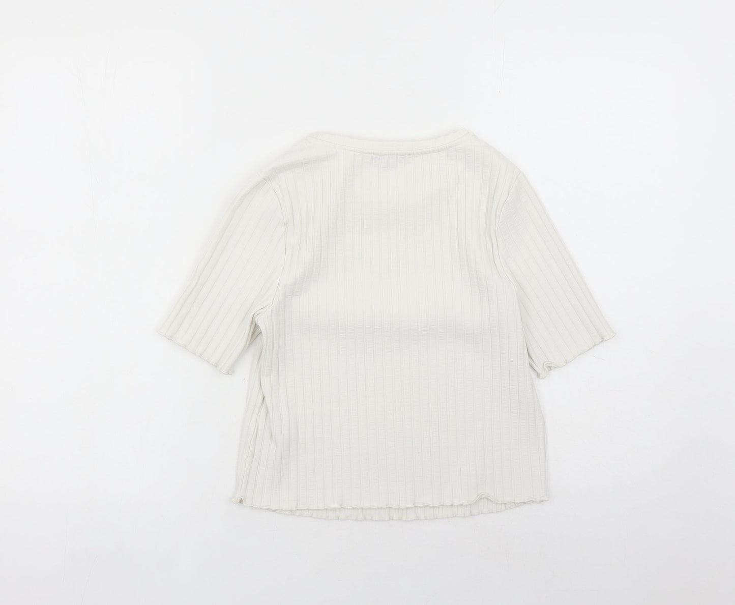Womens UK Size 14 Limited Edition Ivory Basic T-Shirt
