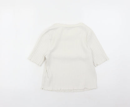 Womens UK Size 14 Limited Edition Ivory Basic T-Shirt