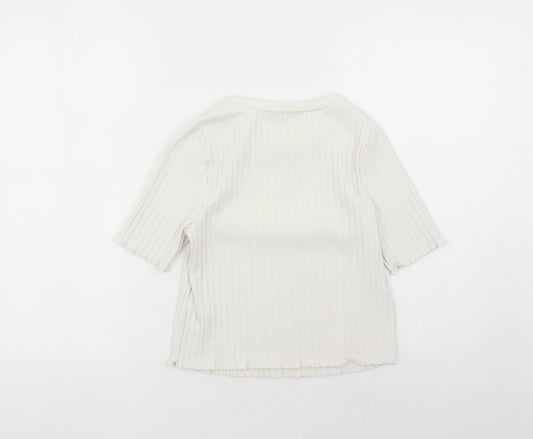 Womens UK Size 14 Limited Edition Ivory Basic T-Shirt