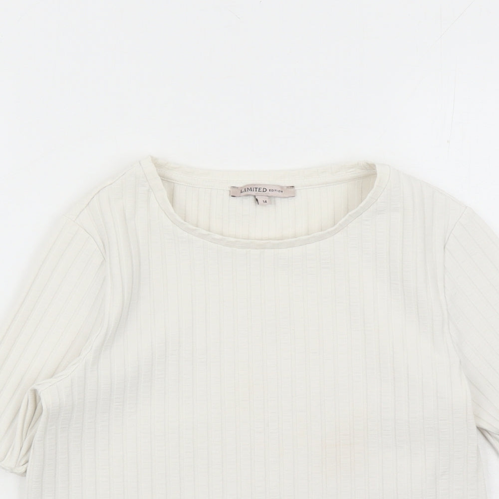 Womens UK Size 14 Limited Edition Ivory Basic T-Shirt