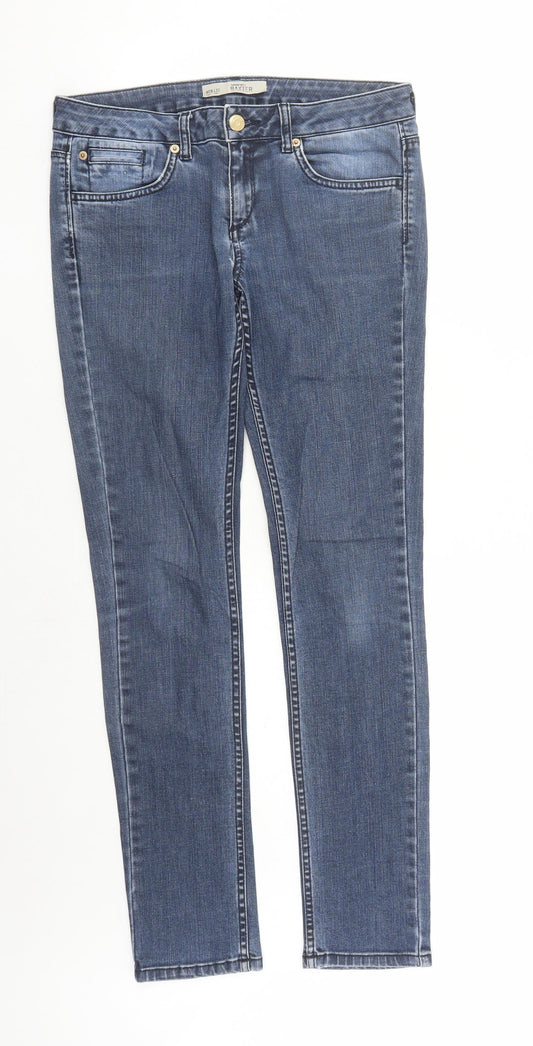 Topshop Womens Blue Cotton Straight Jeans Size 28 in L32 in Regular Zip