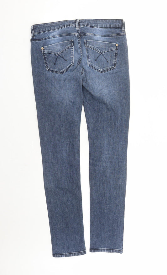 Topshop Womens Blue Cotton Straight Jeans Size 28 in L32 in Regular Zip