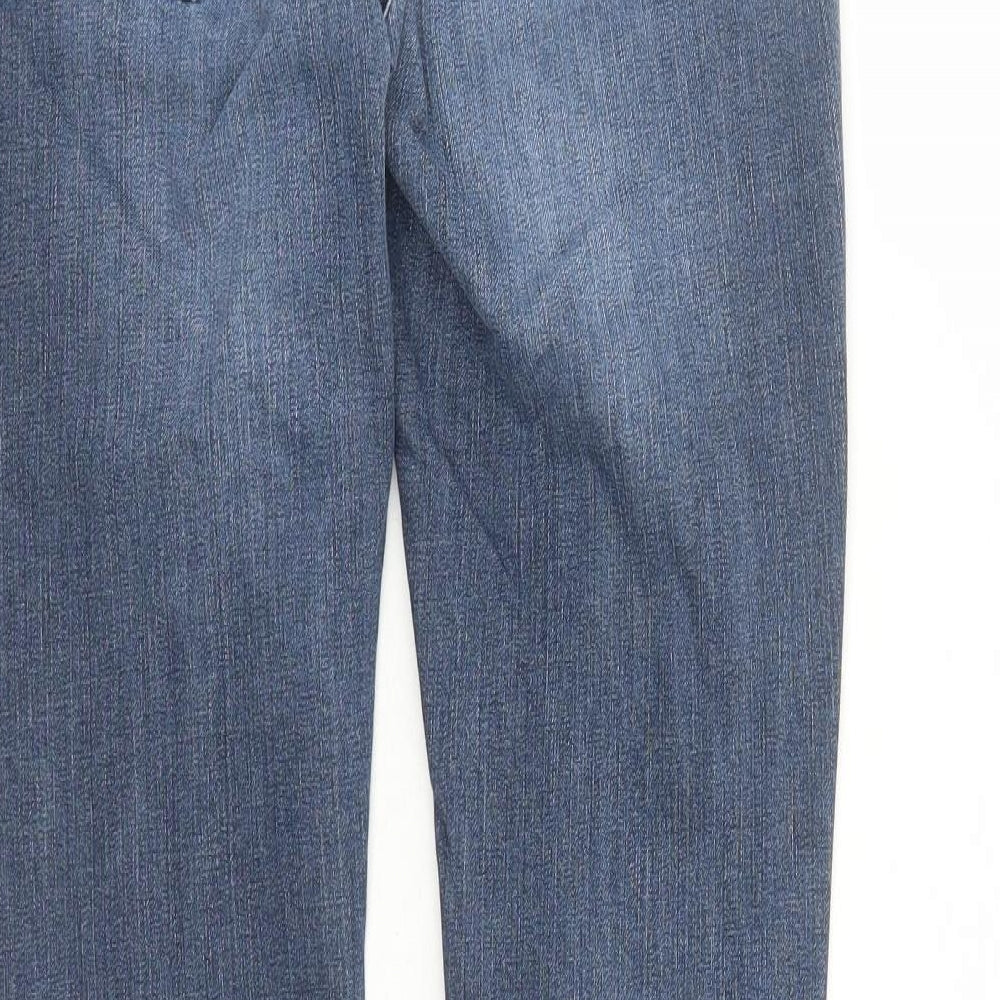 Topshop Womens Blue Cotton Straight Jeans Size 28 in L32 in Regular Zip