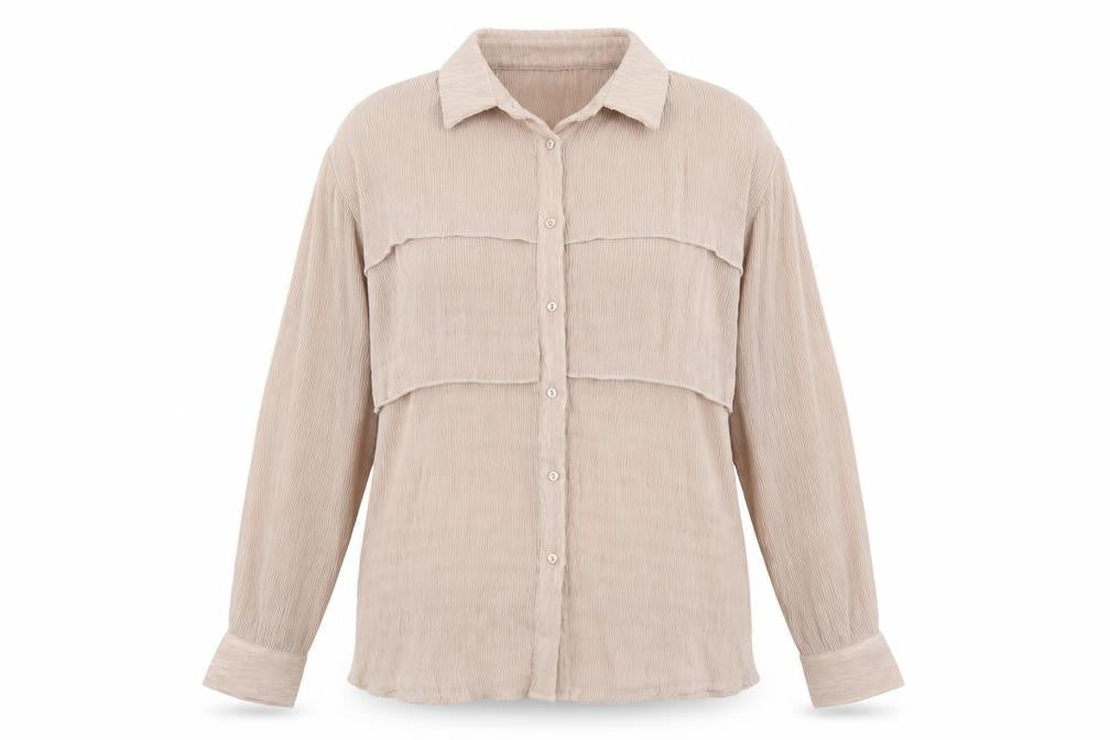 Womens UK Size 8 Glamorous Beige Basic Button-Up