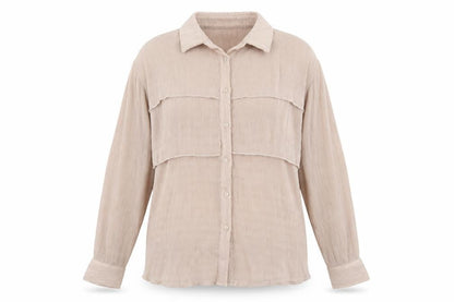Womens UK Size 8 Glamorous Beige Basic Button-Up