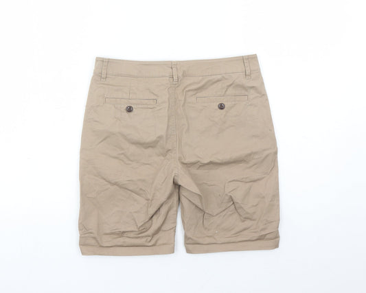 ASOS Mens Brown Cotton Bermuda Shorts Size 28 in L7 in Regular Zip