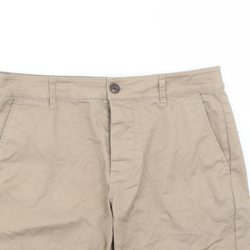 ASOS Mens Brown Cotton Bermuda Shorts Size 28 in L7 in Regular Zip
