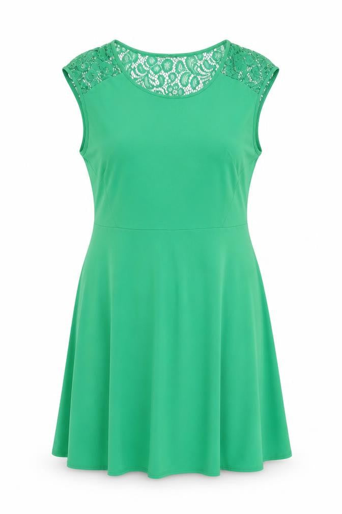 M&Co Womens Green Polyester Trapeze & Swing Size 14 Round Neck Pullover