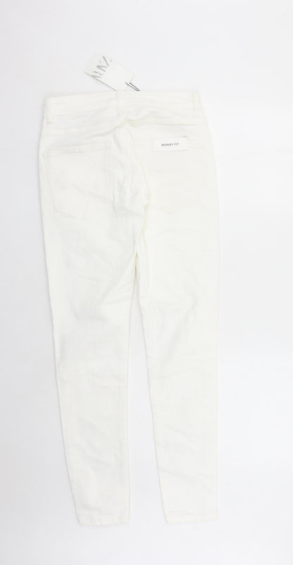 Zara Womens White Cotton Skinny Jeans Size 28 in L30 in Regular Zip