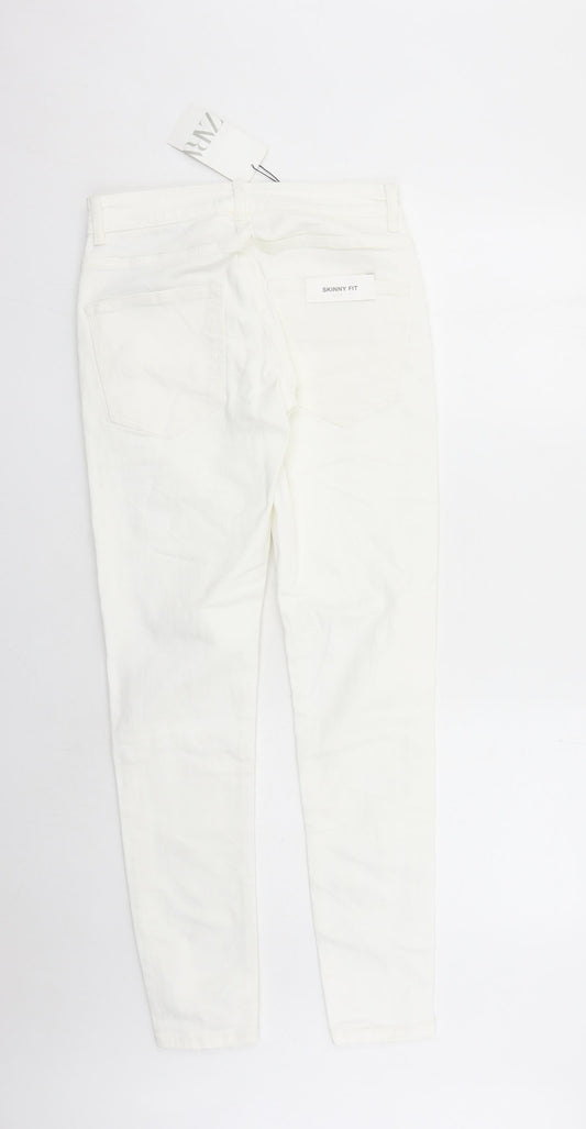 Zara Womens White Cotton Skinny Jeans Size 28 in L30 in Regular Zip