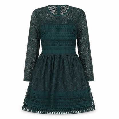 ASOS Womens Green Polyamide Fit & Flare Size 6 Round Neck Zip