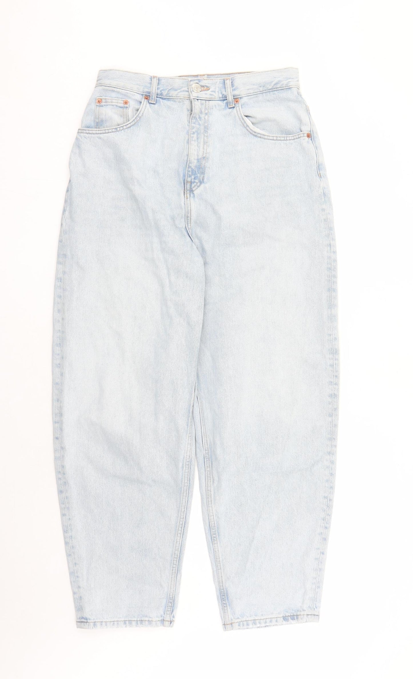 Zara Womens Blue Cotton Straight Jeans Size 32 in L31 in Regular Zip