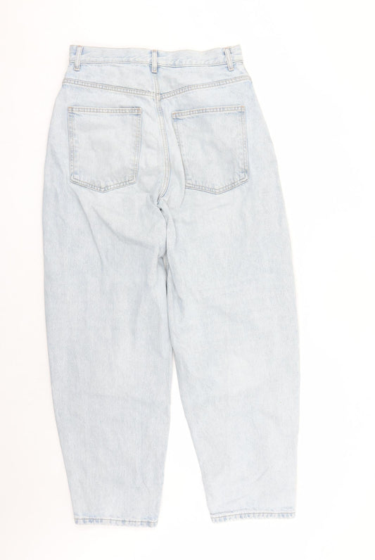 Zara Womens Blue Cotton Straight Jeans Size 32 in L31 in Regular Zip