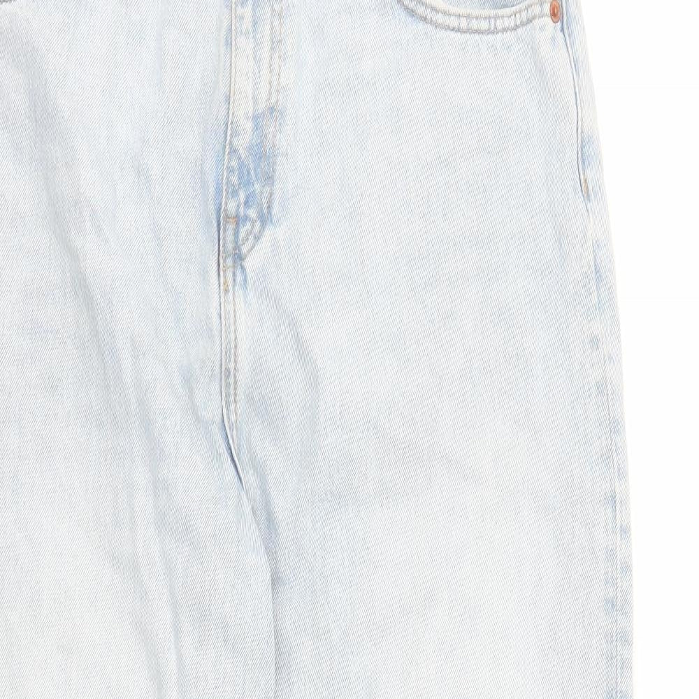 Zara Womens Blue Cotton Straight Jeans Size 32 in L31 in Regular Zip