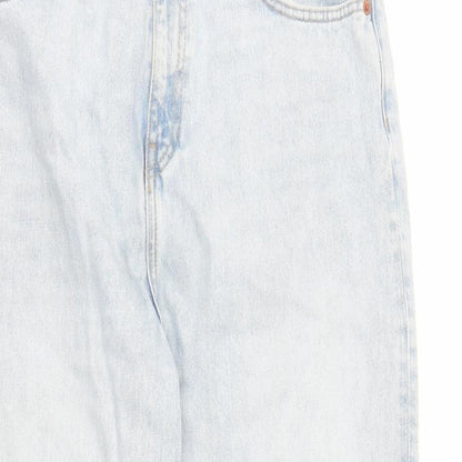 Zara Womens Blue Cotton Straight Jeans Size 32 in L31 in Regular Zip