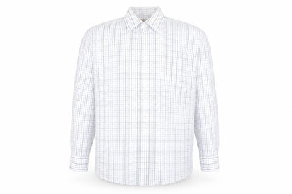 Marks and Spencer Mens White Check Polyester Button-Up Size 16.5 Collared Button