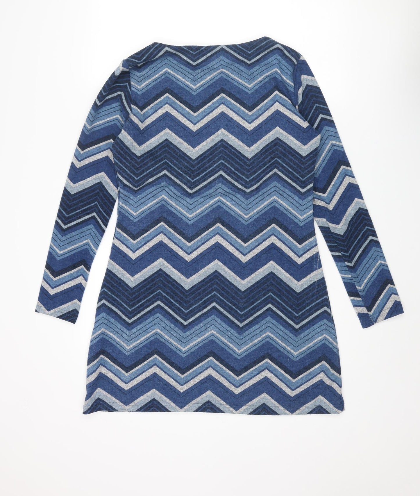 Lily Originals Womens Blue Boat Neck Geometric Polyester Pullover Jumper Size 12