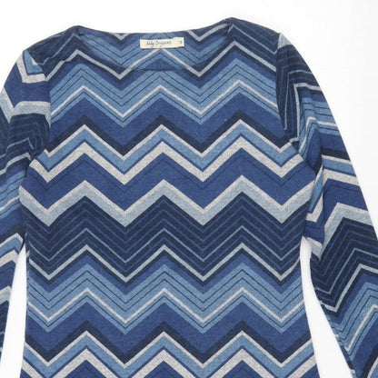 Lily Originals Womens Blue Boat Neck Geometric Polyester Pullover Jumper Size 12