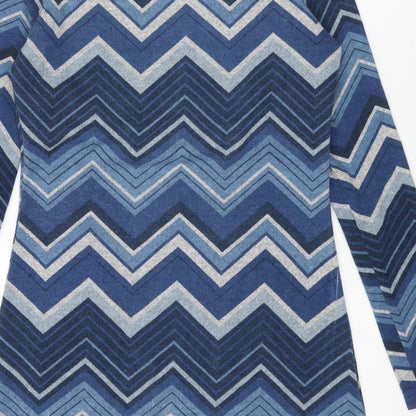 Lily Originals Womens Blue Boat Neck Geometric Polyester Pullover Jumper Size 12