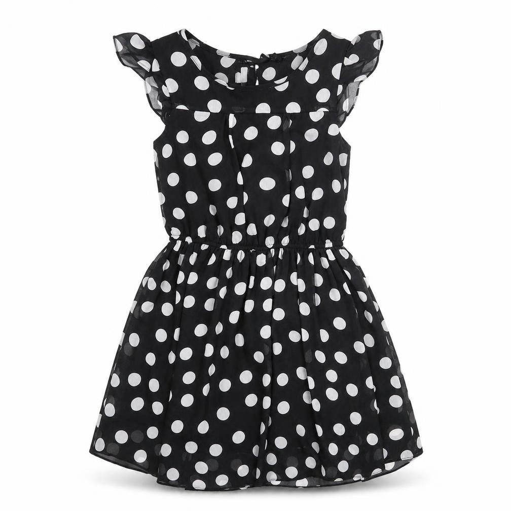 NEXT Womens Black Polka Dot Polyester Fit & Flare Size 8 Scoop Neck Button
