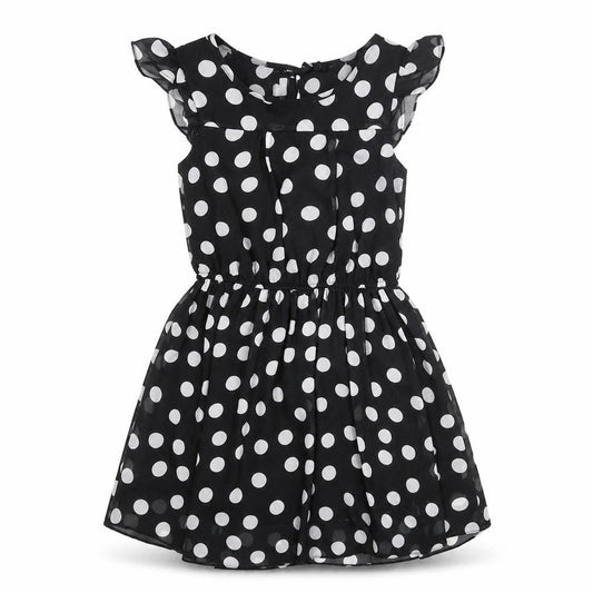 NEXT Womens Black Polka Dot Polyester Fit & Flare Size 8 Scoop Neck Button