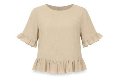 Boohoo Womens Beige Polyester Basic Blouse Size 8 Round Neck - Fill