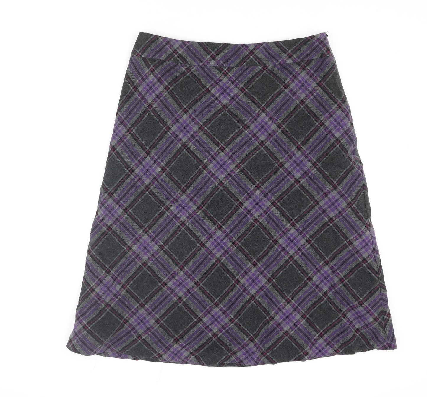 EAST Womens Multicoloured Check Cotton A-Line Skirt Size 12 Zip