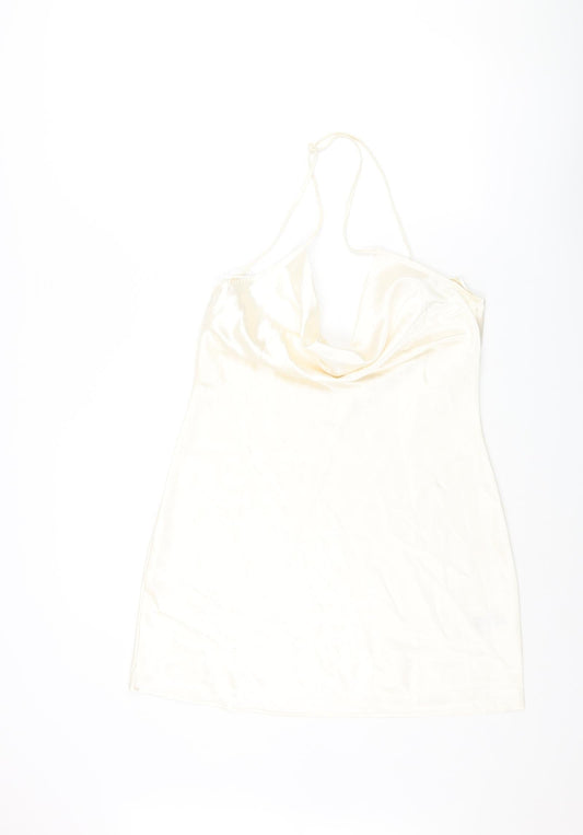 Divided by H&M Womens Ivory Polyester Slip Dress Size 10 Cowl Neck Pullover