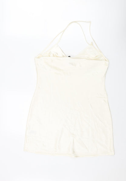 Divided by H&M Womens Ivory Polyester Slip Dress Size 10 Cowl Neck Pullover