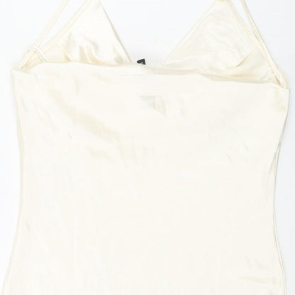 Divided by H&M Womens Ivory Polyester Slip Dress Size 10 Cowl Neck Pullover