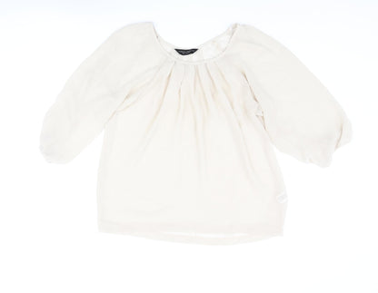 Womens UK Size 12 Dorothy Perkins Beige Basic Blouse