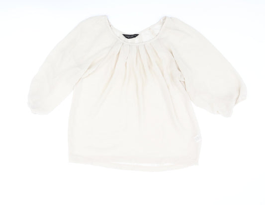 Womens UK Size 12 Dorothy Perkins Beige Basic Blouse