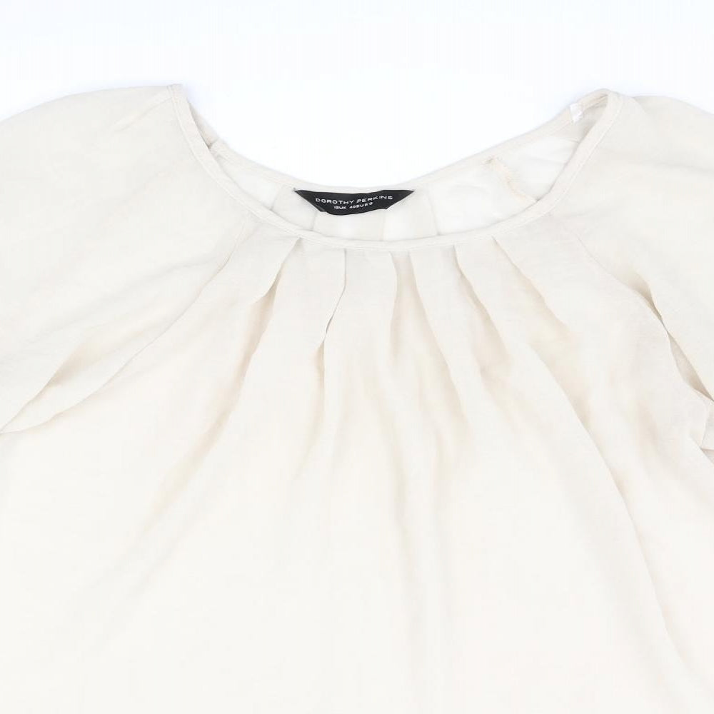 Womens UK Size 12 Dorothy Perkins Beige Basic Blouse