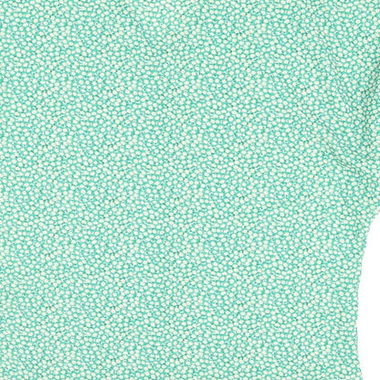 Boohoo Womens Green Floral Polyester Basic Blouse Size 6 V-Neck - Batwing