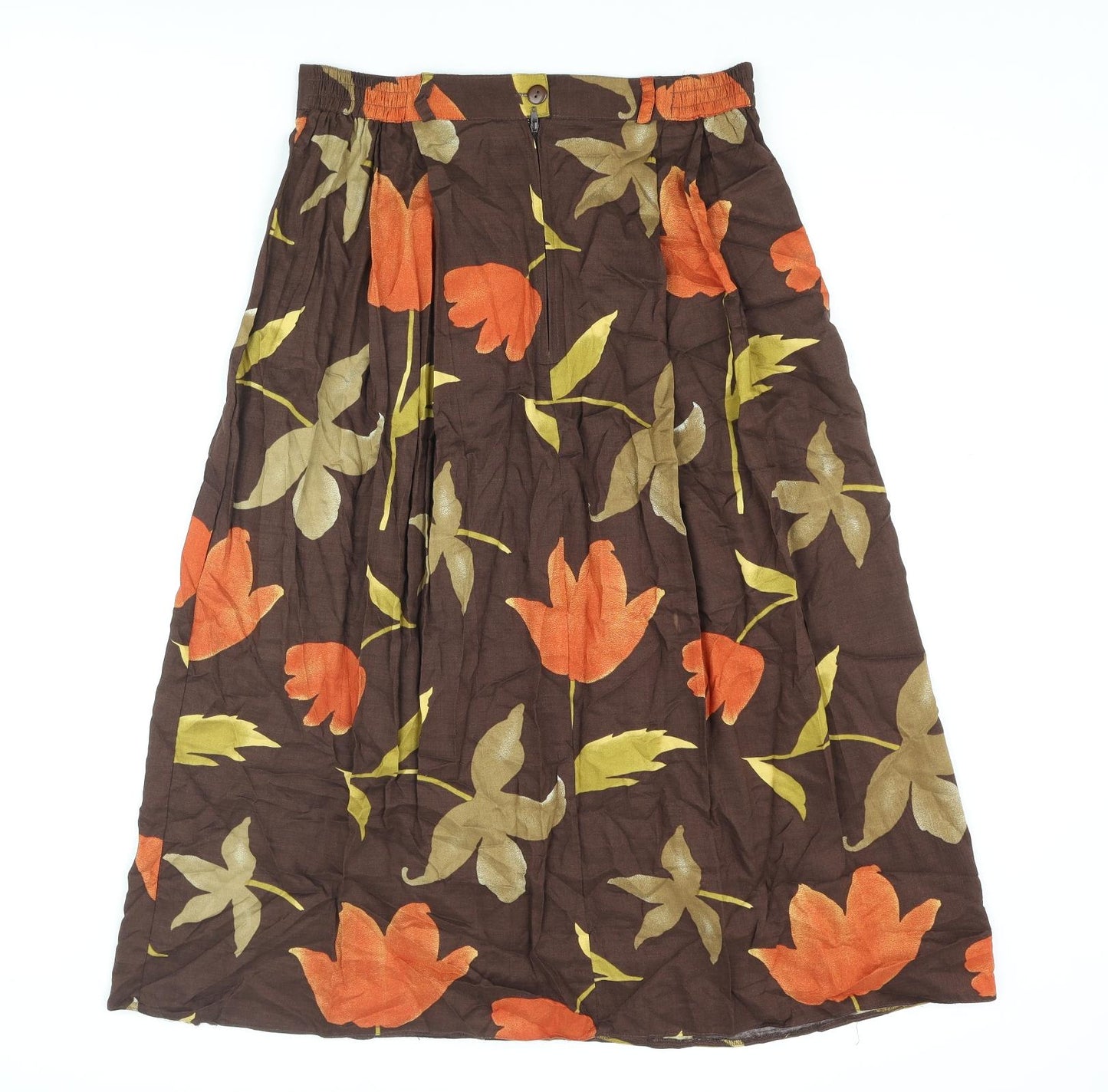 YS Collection Womens Brown Floral Polyester A-Line Skirt Size 30 in Zip
