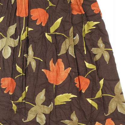 YS Collection Womens Brown Floral Polyester A-Line Skirt Size 30 in Zip