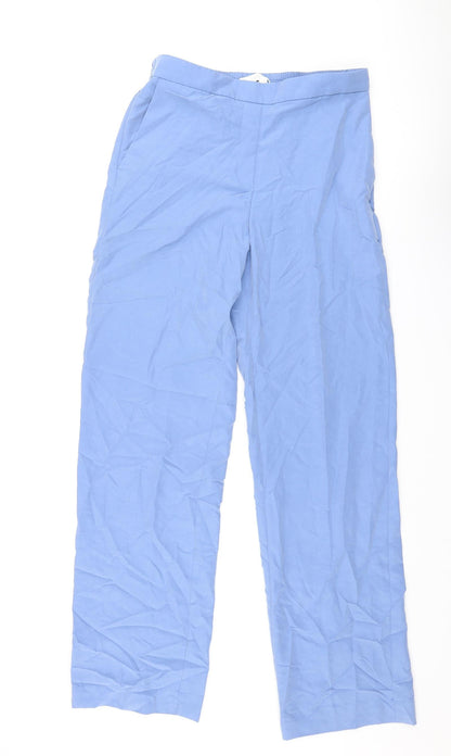 Mango Womens Blue Modal Trousers Size M L32 in Regular