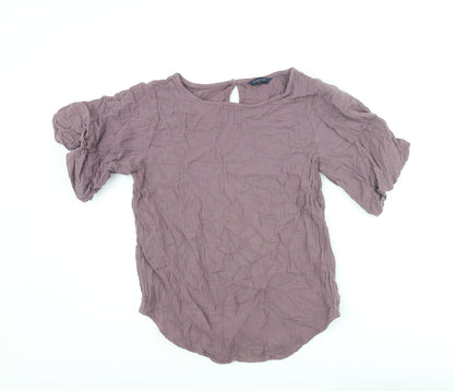 Denver Hayes Womens Purple Cotton Basic Blouse Size M Round Neck