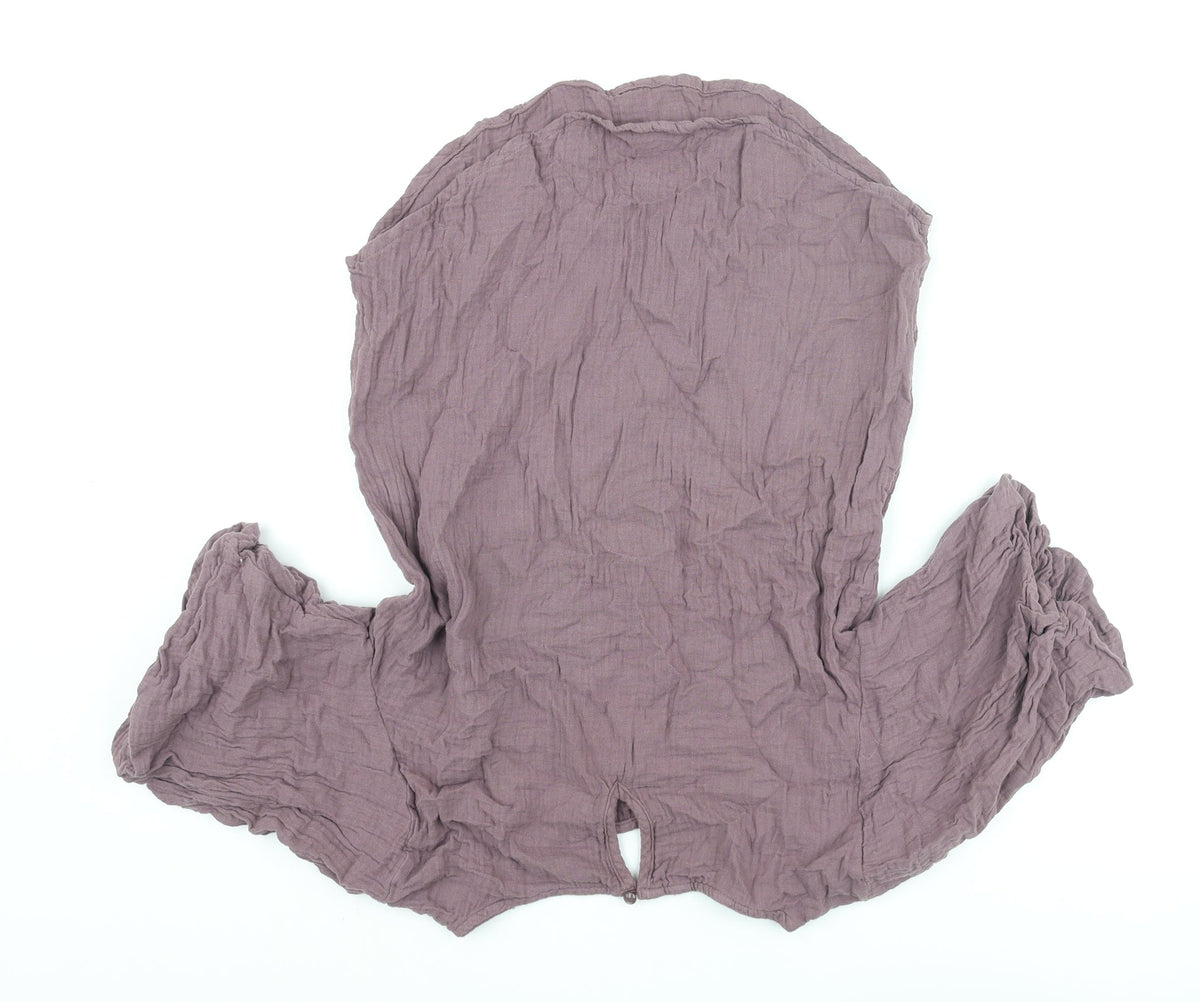 Denver Hayes Womens Purple Cotton Basic Blouse Size M Round Neck