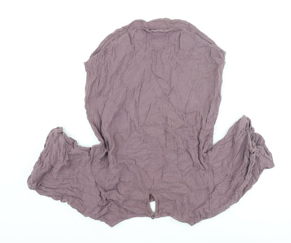 Denver Hayes Womens Purple Cotton Basic Blouse Size M Round Neck