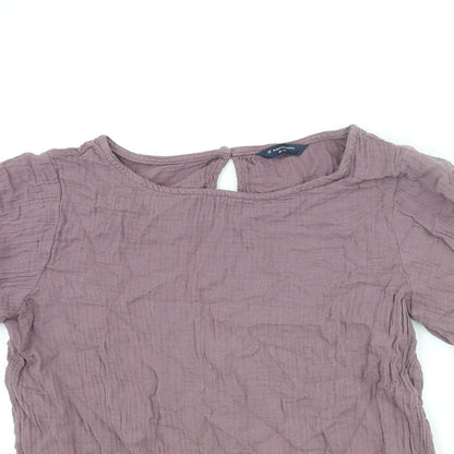 Denver Hayes Womens Purple Cotton Basic Blouse Size M Round Neck