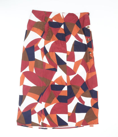 Zibi London Womens Multicoloured Geometric Polyester Straight & Pencil Skirt Size 12 Button