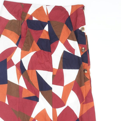 Zibi London Womens Multicoloured Geometric Polyester Straight & Pencil Skirt Size 12 Button