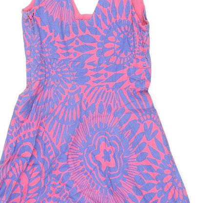 Great Plains Womens Multicoloured Geometric Cotton Fit & Flare Size S V-Neck Zip - Bow